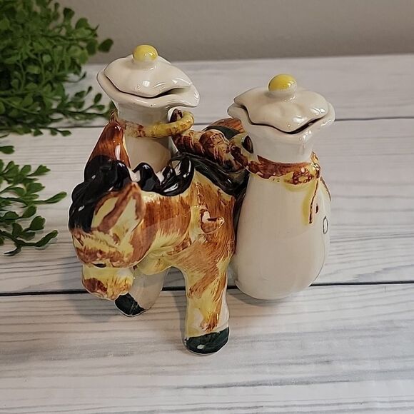 Vintage pack mule vinegar and oil set in porcelain - Picture 2 of 10